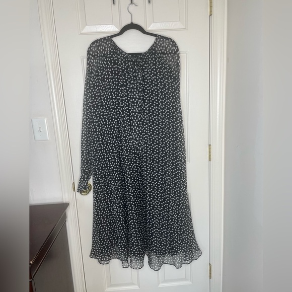 Marina Rinaldi Black & White Polka Dot Chiffon Midi Dress with Embellished Cuffs - Picture 9 of 13